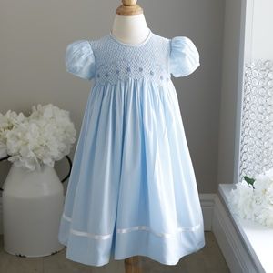 Strasburg Dress Hand Smocked Blue Size 24 Months Special Occasion Portrait